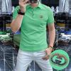 Calidad Sólida Polo de Lujo Ligero Europeo de Moda de Gama Alta para Hombre LOGO Distintivo Manga Corta Lel Corte Slim 2025 Verano Nuevo Estilo