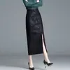 Saia Casual de Corte Reto com Fenda para Emagrecer para Mulheres 2025 Outono Nova Moda que Cobre o Quadril Saia Profissional de Um Passo de Comprimento Médio