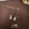 Pendientes Elegantes Estilo Chanel Ojo de Gato Plata Aguja Moda Nicho Pendientes de Flor Elegantes Pendientes de Diseño Versátil para Mujer