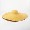 Sombrero de paja de ala ancha simple europeo y americano de copa plana, forma cóncava, sombrero de pasarela, ala de 25 cm con alambre