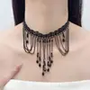 Colar Choker Curto de Renda com Franjas Transfronteiriço Europeu e Americano Tendência para Mulheres, Corrente de Clavícula da Moda