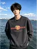 Estilo Retrô Americano Estampa de Letras Roupas Esportivas Gola Redonda Moletom Masculino Outono Solto Casual Versátil Top Tendência Confortável