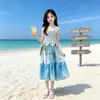 Vestido de Playa para Niñas Verano 2026 Nuevo Casual Estilo Coreano Tie-Dye Vestido de Tirantes y Conjunto de Chaleco para Niños Mayores
