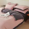 Juego de Ropa de Cama de Tres Piezas de Algodón Puro de Color Sólido para Exportación Transfronteriza, Uso en Hogar y Dormitorio, Juego de Ropa de Cama de Cuatro Piezas de Algodón Puro Teñido en Hilo Hecho a Medida de Fábrica