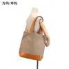 Bolsa de Ombro Original em Lona com Couro Genuíno, Nova Bolsa de Mão Feminina Estilo Verão Coreano, Bolsa Tote de Grande Capacidade