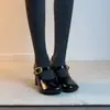 Zapatos Mary Jane de Charol con Punta Redonda y Tacón Alto, Estilo Francés, Modelo Nuevo 2026 para Mujer con una Sola Correa, Elegantes y Adelgazantes, Zapatos de Salón de Moda