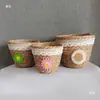 Arreglo de Flores de Paja Cesta de Flores Tejida Cubo de Abrazo de Oso Ramo Floristería DIY Floral Hecho a Mano Cesta de Regalo para Cumpleaños Festividad