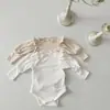 INS Primavera y Otoño Bebé Cuello de Oreja Manga Larga Burbuja Traje de Escalada Harper Girl Bebé Color Sólido Transpirable