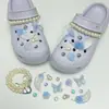 Pingentes de Sapato Borboleta de Pena Rosa Pêssego Luminosos com Contas Servem para Crocs Simples Versátil Flor de Sapato DIY de Pérola Em Estoque Atacado