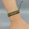 Pulseira Jamaicana com Cores Contrastantes, Estilo Étnico, Pulseira Trançada Ajustável, Popular Online, Bestseller Transfronteiriço, Fio Color-Blocking Dopamina
