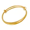Pulseira Sólida de Latão Banizado Dourado Imitação, Formato Redondo Plano de 9mm, com Design de Céu Estrelado, Pulseira Espessa de Empurrar e Puxar