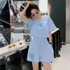 Conjunto Esportivo Casual Estilo Coreano Novo Primavera/Verão 2026 para Mulheres, Top Curto, Solto e Emagrecedor, Conjunto de Duas Peças para Corrida de Estudantes