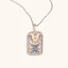 Moda Clásica Versátil Transfronteriza Europea y Americana Colgante Acero Inoxidable Chapado en 18K Goteo de Aceite Diamante Completo Constelación Cuadrado Colorido Collar
