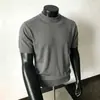 Suéter Masculino de Manga Curta com Gola Meia-Alta Moda Verão Silhueta de Gola Média Versátil Malha de Alta Qualidade Camada Base