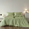 2026 Nuevo Estilo Seda de Hielo Lavada Juego de Cuatro Piezas Bicolor Satén Verano Fresco Ropa de Cama Lavable a Máquina