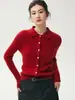 Cardigan Novo de Outono 2026 com Gola Polo para Mulheres, Suéter Interno Versátil de Corte Justo, Peça de Tricô de Caxemira