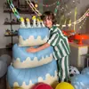 Balão Metalizado Rosa Coração Vazado, Balão de Bolo de Aniversário Grande de Pé, Balões Metalizados de Números Rosa Azul, Decorações Estéticas para Festa, Adereços Fotográficos para Crianças, Primeiro Aniversário de Meninos Meninas
