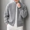 Cárdigan de punto con cremallera y cuello alto de lana para hombre 2026 Otoño/Invierno Nuevo Casual Engrosado Cálido Abrigo Suéter Hombre