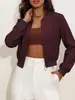 Chaqueta simple de moda transfronteriza Amazon europea y americana 2026, abrigo corto de manga larga de color liso con cremallera, estilo europeo y americano
