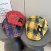 Gorra Plaid Hecha a Mano con Lazo para Mujer, Nuevo Estilo de Verano, Boina Usada al Revés, Gorra Newsboy que Adelgaza el Rostro para Primavera y Otoño