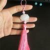 Imitação de Jade Branco Lótus Borla Pingente Cheongsam Pressionado Lapela Borla Jóias Franja Antiga Borla Roupas Jóias Acessórios Ventilador Pendurado