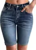 Pantalones cortos de mezclilla para ciclismo, adelgazantes, transfronterizos, para mujer, de verano, pierna recta, dobladillo enrollado, de longitud media, pantalones cortos modernos y versátiles