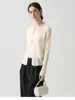26 Principios de Otoño 100% Lana Merino Australiana Elegante Sencillo Cuello Redondo Suéter de Lana para Mujer Manga Larga Cárdigan de Punto Ligero