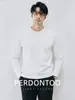 [Algodão Longo 100% de Xinjiang] Camiseta de Manga Longa de Algodão Puro para Primavera e Outono para Homens, Adequada para Trabalho e Uso Casual, Blusa Base Solta