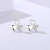 Accesorios de plata de ley s925 Damila Pendientes estilo coreano Mori pendientes de trébol frescos con incrustaciones de diamantes para mujer