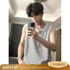 Nuevo Chaleco de Rayas para Hombres y Mujeres, Ropa Exterior de Verano, Camiseta sin Mangas Deportiva Holgada Estilo Americano, Top Chaleco para Fitness