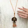 Estilo Étnico Bohemio Retro Hoja Corte Largo Geométrico Cadena para Clavícula Estilo Zen Versátil Cadena Personalizada para Suéter