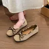 Zapatos de Ballet para Mujer de Verano 2026 Nuevos, Tacón Bajo, Lazo, Suela Suave, Cómodos, Modernos, para Commuting, Trabajo, Gamuza
