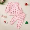 Conjunto de calças e blusa de manga comprida com gola redonda, estampado com boneco de neve de Natal de desenho animado fofo para bebê menino menina, atacado