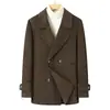 Suministro exclusivo transfronterizo Nuevo estilo Otoño/Invierno para Hombre Abrigo de Lana Doble Faz Hecho a Mano para Hombre Abrigo de Lana de Doble Botonadura de Longitud Media Hombre