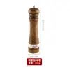 Molinillo de pimienta transparente de roble en stock del fabricante, botella de molienda manual para uso doméstico, adecuado para sal marina, comino y granos de pimienta, hecho de madera maciza