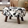 Taburete Pequeño Estilo Crema para Uso Doméstico, Taburete Bajo de Madera para Sala de Estar, Taburete para Mesa de Café, Taburete para Cambiarse los Zapatos en la Entrada, Banco Pequeño Suave de Alta Gama