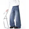 Calça Jeans Lavada com Textura de Nó de Bambu Retrô Americana Masculina Outono Solta de Perna Reta Marca Tendência Versátil Desgastada Cool Perna Larga Calça Longa
