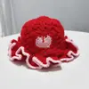 Ventas Directas de Fábrica Crochet Puro Hecho a Mano Hilo de Encaje Fresco Dulce Sombrero para Mujer Otoño Invierno Versátil Cálido Sombrero de Punto Venta al por Mayor