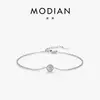 Pulsera de Cadena Fina de Plata de Ley S925 con Moissanita Redonda de 30 Puntos MODIAN para Mujer Lujo Ligero Versátil Joyería para la Mano para Viajar al Trabajo