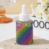 Botella gotero cosmética de 30 ml con incrustaciones de diamantes para comercio exterior transfronterizo, botella para aceites esenciales, botella gotero de vidrio, botella de muestra