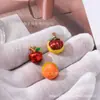 Colgante de Fruta de Dibujos Animados con Goteo de Aceite de Acero Inoxidable - Berenjena Papaya Manzana Piña Plátano Caqui DIY Collar Pulsera