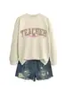 Amazon Ebay Sitio Independiente Moda Casual Personalidad Mujer Maestro Lazo Trébol Otoño e Invierno Sudadera