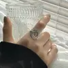 Nuevo anillo geométrico de acero de titanio a la moda, anticaída, para mujer, de nicho, de alta calidad, ligero, de lujo, de acero inoxidable, anillo abierto.