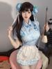 Lencería china, traje de chef pequeño, nuevo estilo, delantal de sirvienta, ropa, nuevo vestido cheongsam chino de dos piezas