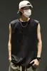 Camiseta sin mangas para hombre, estilo japonés moderno, diseño simple de corte ancho en los hombros, camiseta sin mangas deportiva casual holgada de verano, Ropa para hombre