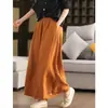 Calça Casual Nova de Verão Feminina 2025 Drapê Versátil Moda Solta Emagrecedora Feminina Retro Nove Pontos Calça Wide Leg Feminina