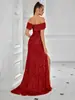 Vestido de noche de comercio exterior transfronterizo con lentejuelas, sin hombros, corte ajustado, abertura alta, cola de pez, vestido largo para banquetes y reuniones anuales