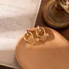 Pendientes Metálicos Galvanizados de Nuevo Estilo Europeo y Americano, Pendientes de Lujo Ligero de Nicho de Gama Alta, Pendientes Geométricos de Doble Círculo Personalizados de Venta Caliente