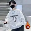 Moletom com Forro de Fleece para Meninos, Estilo Coreano Outono e Inverno 2026, Blusa Quente Tendência Tie-Dye para Crianças Mais Velhas