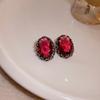 Aretes de Borla Aguja de Plata Roja de Año Nuevo Aretes de Sentido de Alta Gama para el Festival de Año Nuevo Aretes Nuevos Vintage Nicho Joker Venta al por Mayor